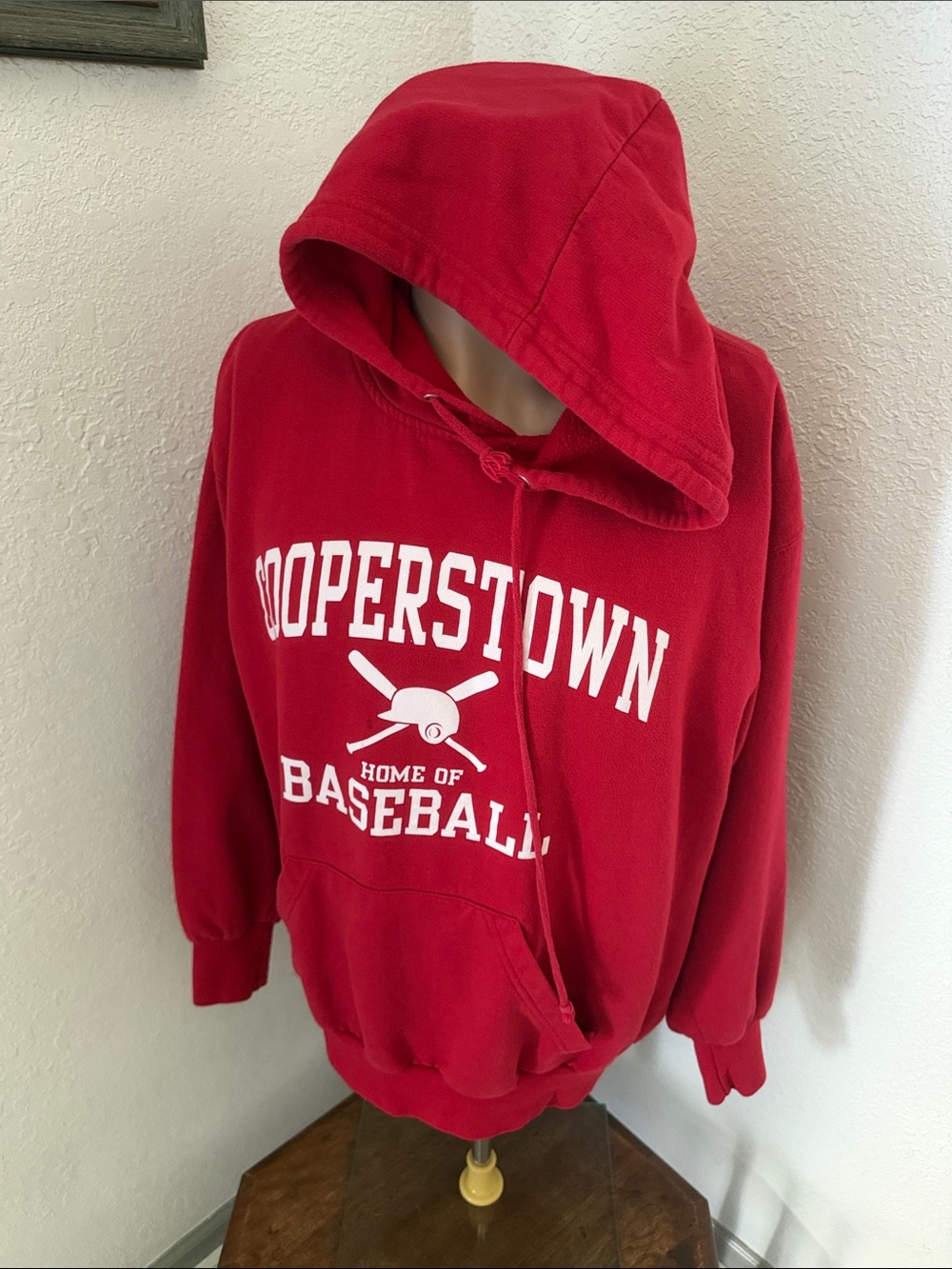 Cooperstown Zip-Up Hoodie in Red - Classic Baseball Pullover